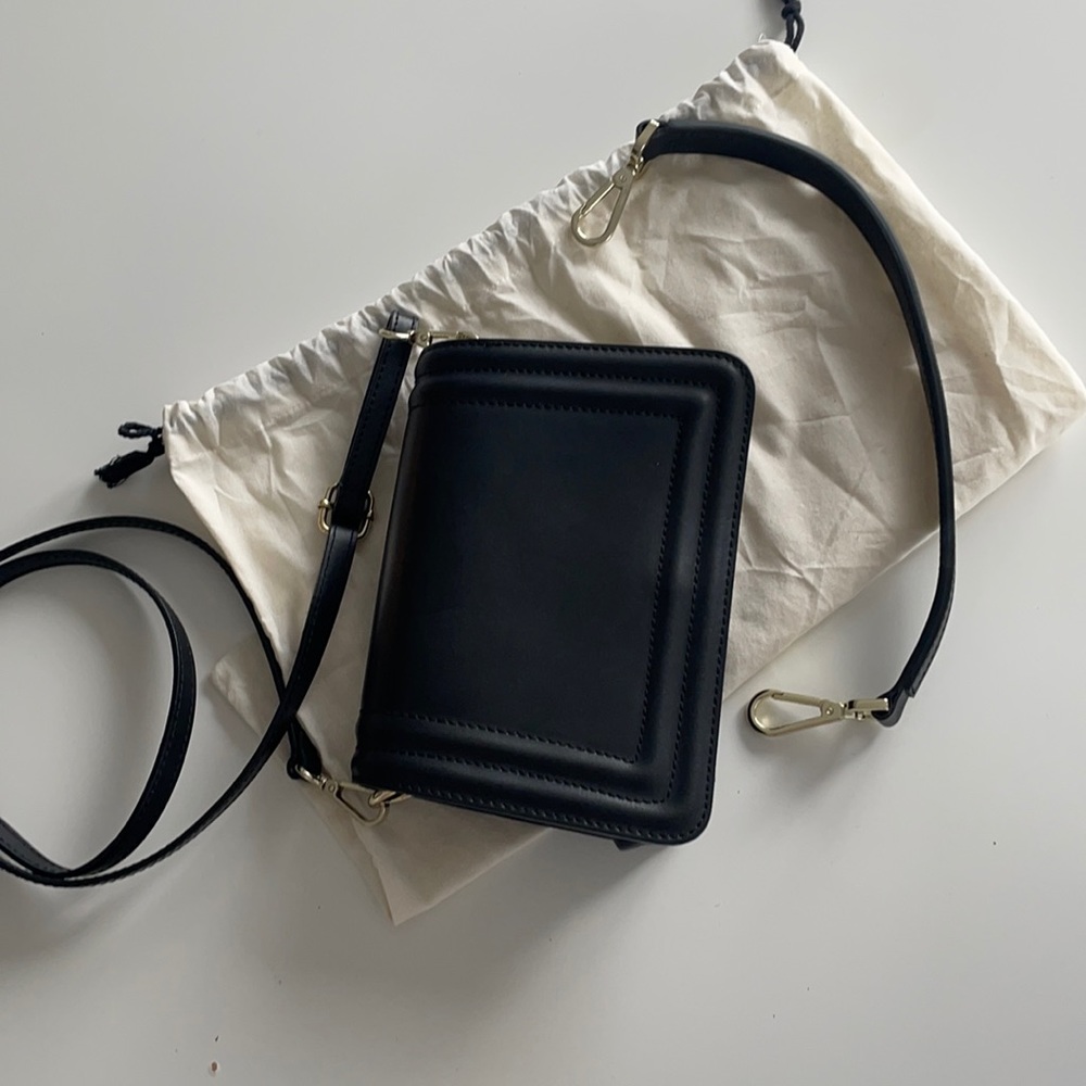 Made in Italy black leather clutch